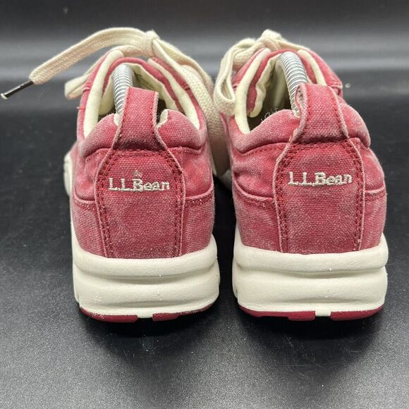 LL BEAN Women’s Red sunwashed Canvas Lace Up Sneakers Shoes Size 6 M 05330 - Picture 5 of 8